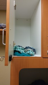 The fun of getting a mammogram starts with stuffing top wear into a locked cubby. Photo by Teresa TL Bruce